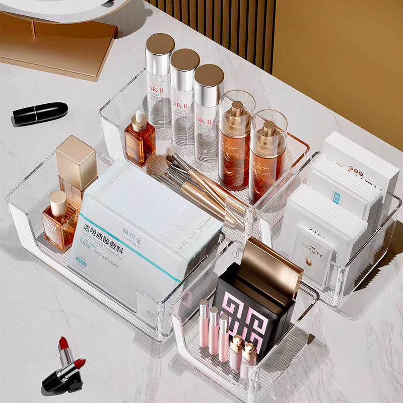 Desktop Storage Box U-Port Transparent Acrylic Cosmetic Mask Bathroom Skin Care Product Perfume Workstation Dressing Table Basket