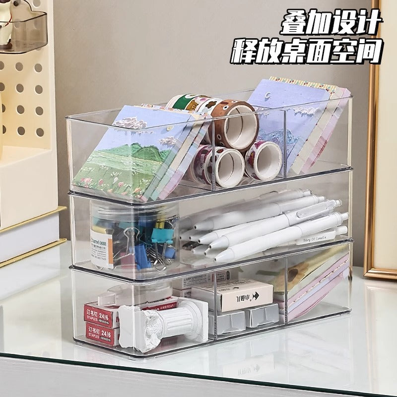 Drawer Storage Partition Built-In Box Transparent Acrylic Office Stationery Rectangular Partition Partition Organizing Box