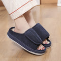Velcro Adjustable Linen Slippers for Middle-Aged and Elderly People Breathable Foreign Trade Large Size Men and Women Outer Wear Non-Slip Home Shoes for the Elderly