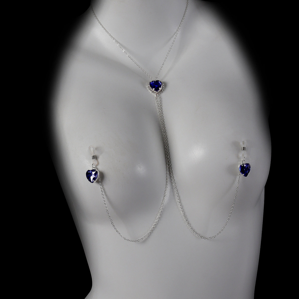 Cross-Border New Heart Crystal Pendant Nipple Chain Chest Chain European and American Sexy Nipple Clamp Body Chain Female Body Chain