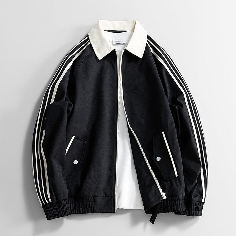 Plus-Size American-Style Workwear Jacket for Men, New Spring/Autumn Loose Fit Sports Jacket for Big and Tall Individuals, Versatile Trendy Top