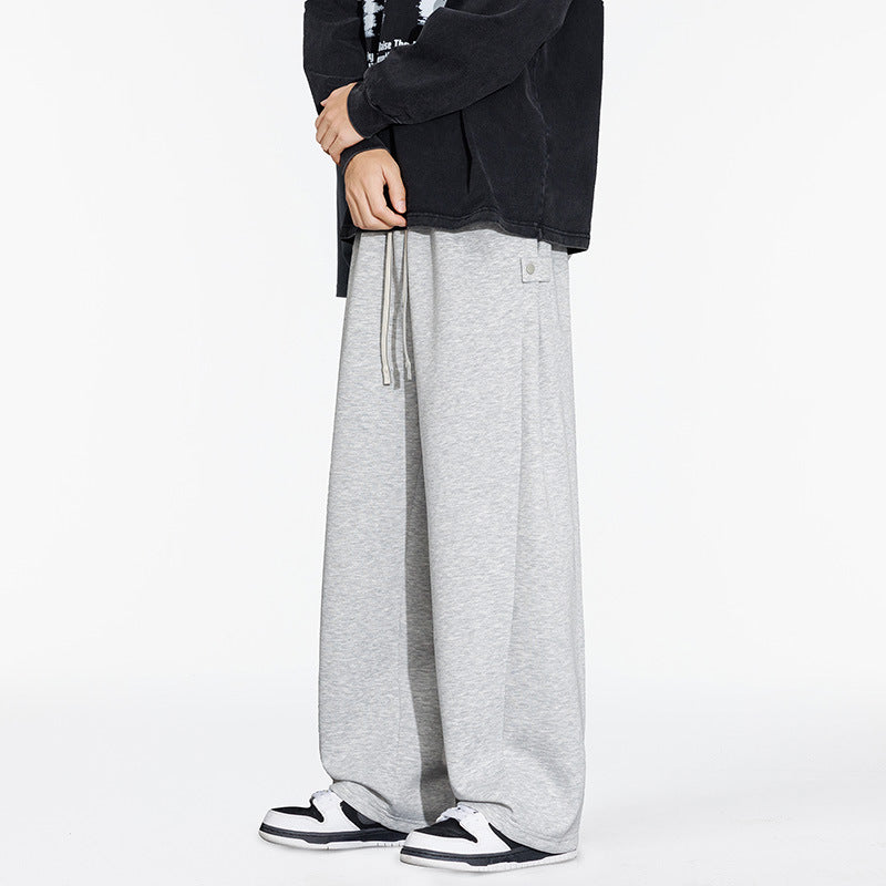 Plus Size Men's Clothing 2025 Spring and Autum New Men's Plus Size Straight Pants Trendyy Draped Casual Sports Pants