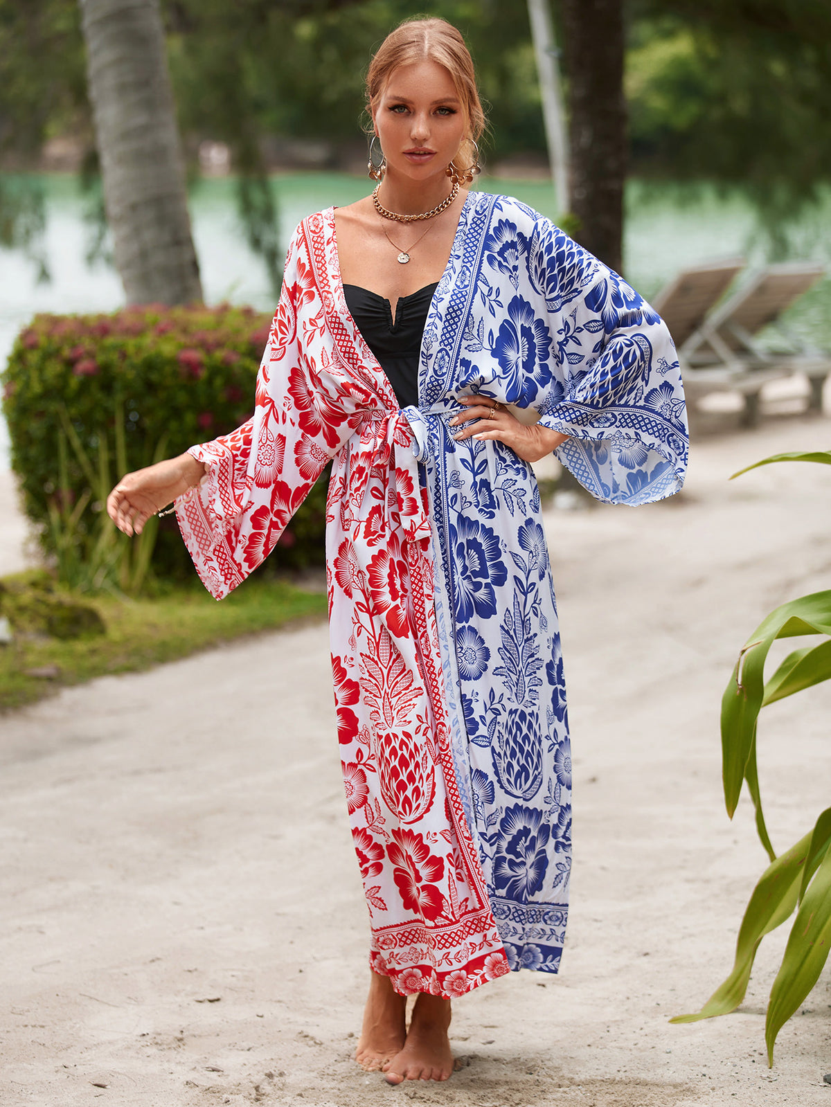 2023 New European and American Cotton Print Beach Jacket Sexy Sun Protection Cardigan Holiday Bikini Overshirt Women