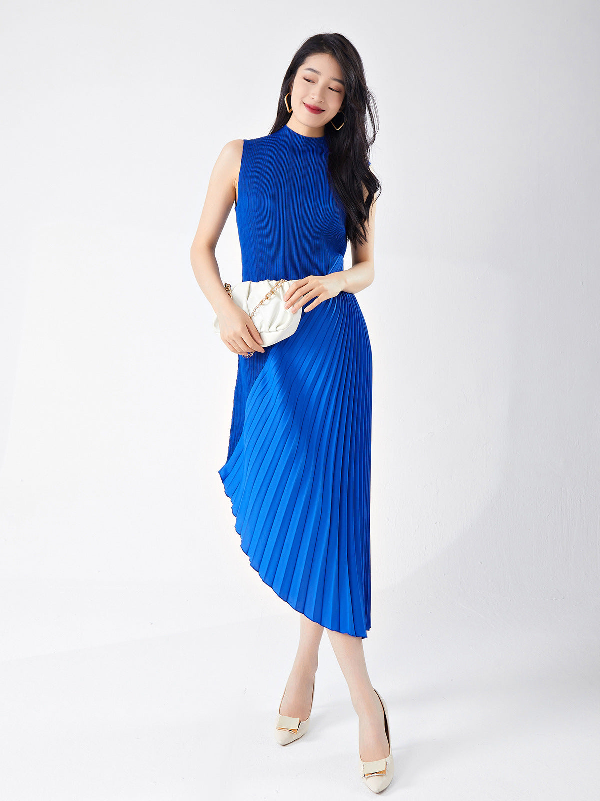 Pleated Skirt Work Clothing High-End Women's Summer New Style Asymmetrical Splicing Elegant Dress Skirt Dress Fashionable
