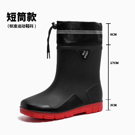 Cross-border All-match Men's Korean-style Fashionable Rain Boots Waterproof Non-slip Outer Wear Rain Boots Fishing Car Washing Working Rubber Shoes