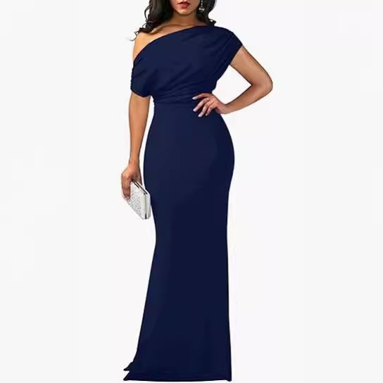 2024 Spring Women's Elegant Sleeveless Off-Shoulder Tight Long Formal Party Dress