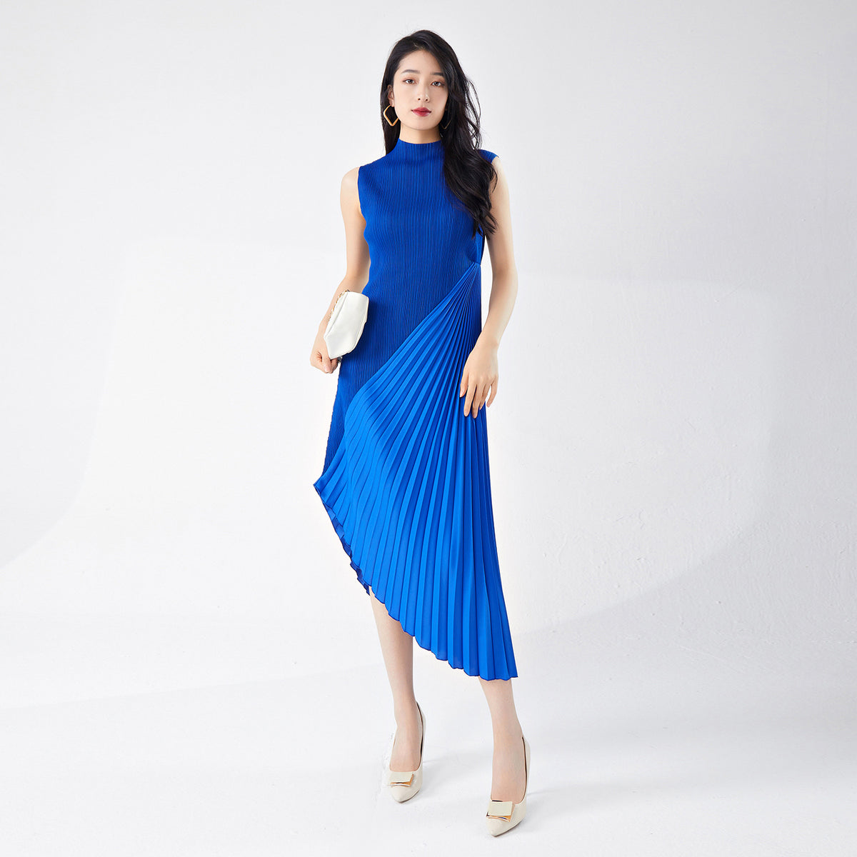 Pleated Skirt Work Clothing High-End Women's Summer New Style Asymmetrical Splicing Elegant Dress Skirt Dress Fashionable