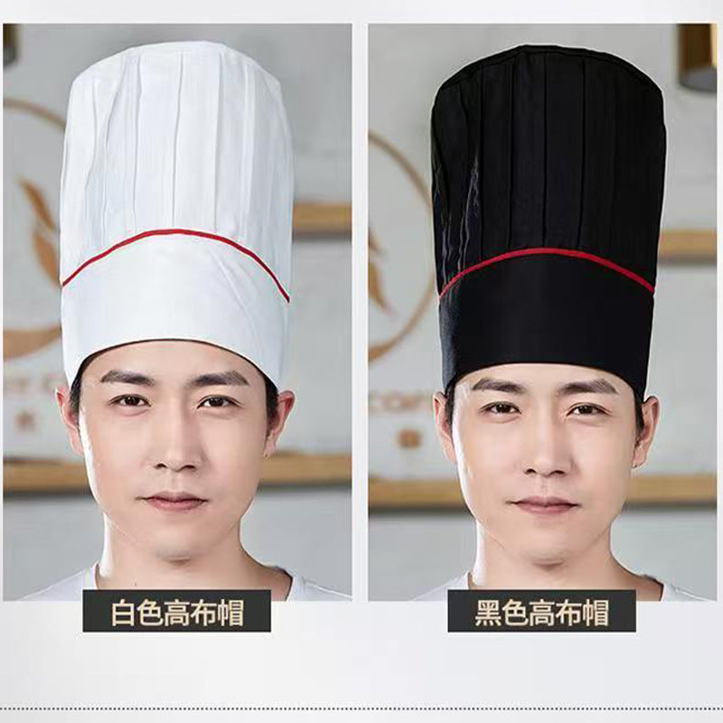 Extras High Chef Hat Men's Catering Work Hat White Mushroom Hat High Hat Special Oil Smoke-proof Cloth Hat for Hotel Kitchen