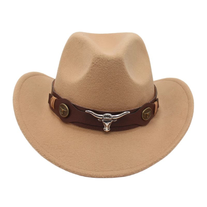 American Retro Western Knight Hat Men's Top Hat Spring and Autumn Jazz Hat Women's British Casual High-End Large-Brimmed Woolen Hat Women's