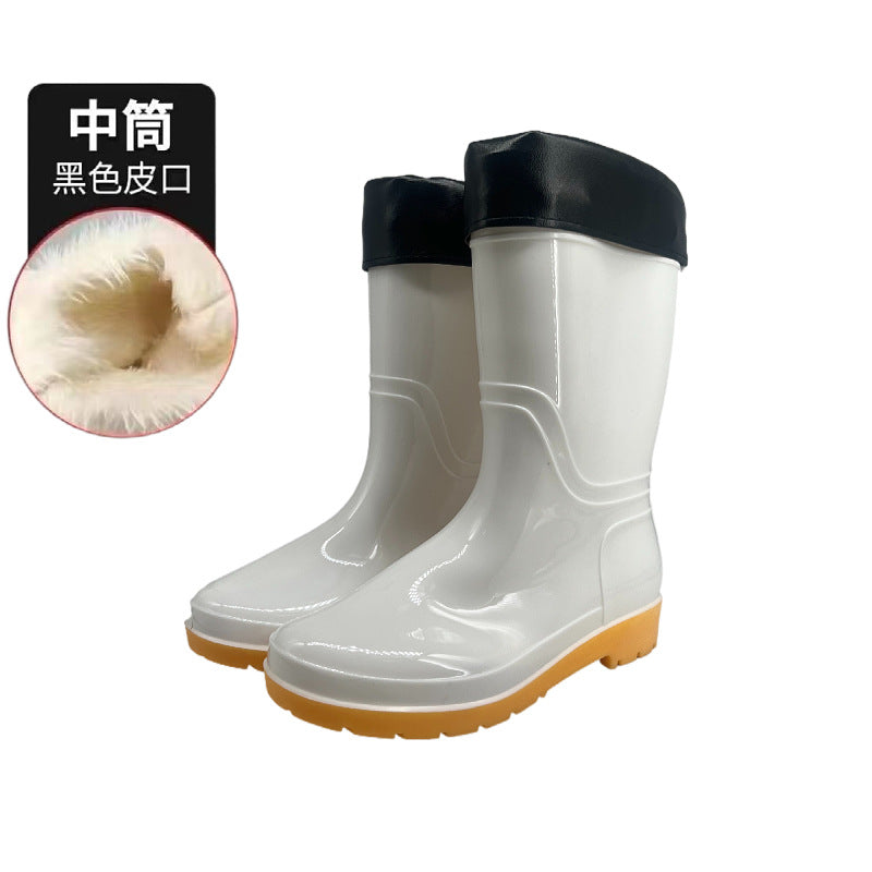 White Rain Boots Food Factory Work Rain Boots Non-slip Food Hygienic Boots Oil-proof Acid and Alkali Resistant Chef Water Shoes Labor Protection Shoes