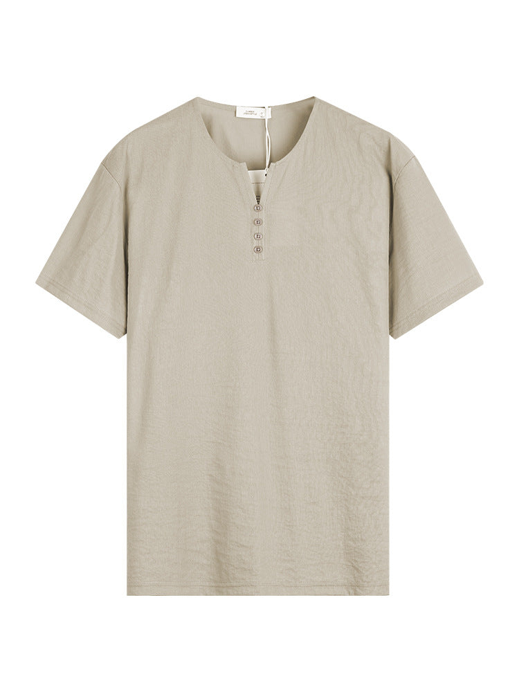 High-End Men's Short-Sleeved T-Shirt Trendy Men's Clothing Accessible Luxury High-End Summer Men's Casual Cotton and Linen Thin Quick-Drying Men's Clothing