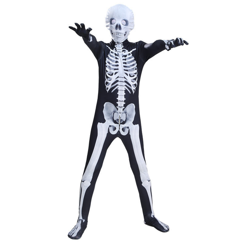 Halloween clothes spoof skeleton jumpsuit cosplay skeleton horror toy game parent party costume