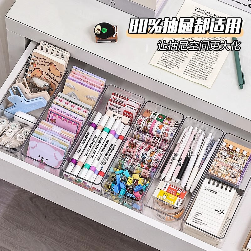Drawer Storage Partition Built-In Box Transparent Acrylic Office Stationery Rectangular Partition Partition Organizing Box