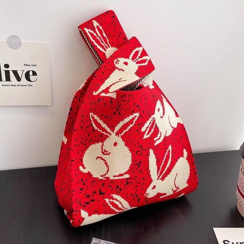 Souvenir Tote Bag, Large Capacity Small Bag for Women, Color-Blocked Knitted Tote Bag, Storage Bag, Versatile Handbag