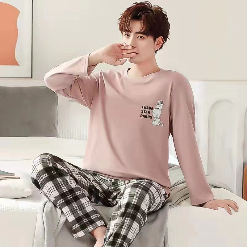 Pajamas for Men Spring and Autum Long-Sleeved Men's 2025 New Autum Imitation Cotton Men's Large Size Summer Home Wear Set