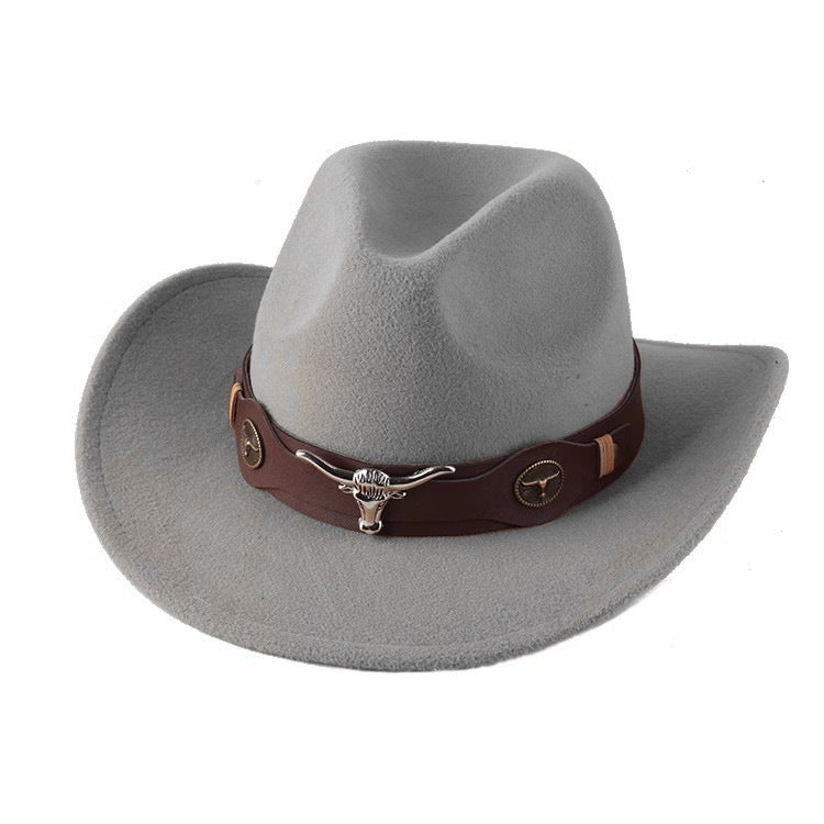 American Retro Western Knight Hat Men's Top Hat Spring and Autumn Jazz Hat Women's British Casual High-End Large-Brimmed Woolen Hat Women's