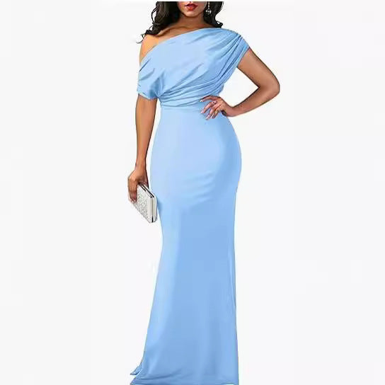 2024 Spring Women's Elegant Sleeveless Off-Shoulder Tight Long Formal Party Dress