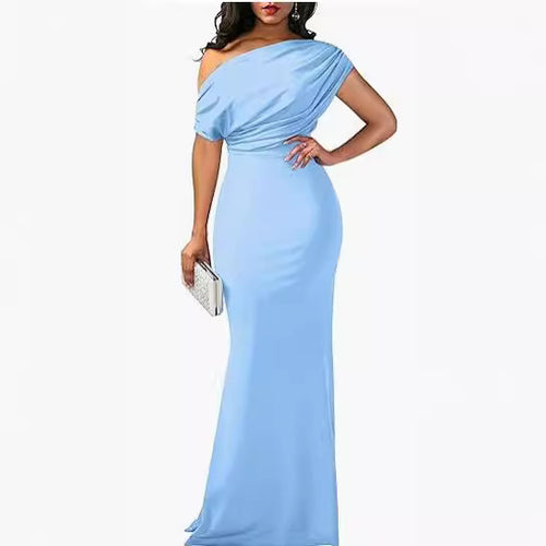 2024 Spring Women's Elegant Sleeveless Off-Shoulder Tight Long Formal Party Dress