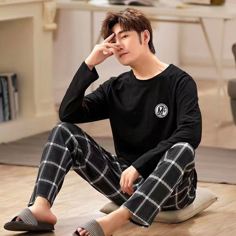 Pajamas for Men Spring and Autum Long-Sleeved Men's 2025 New Autum Imitation Cotton Men's Large Size Summer Home Wear Set