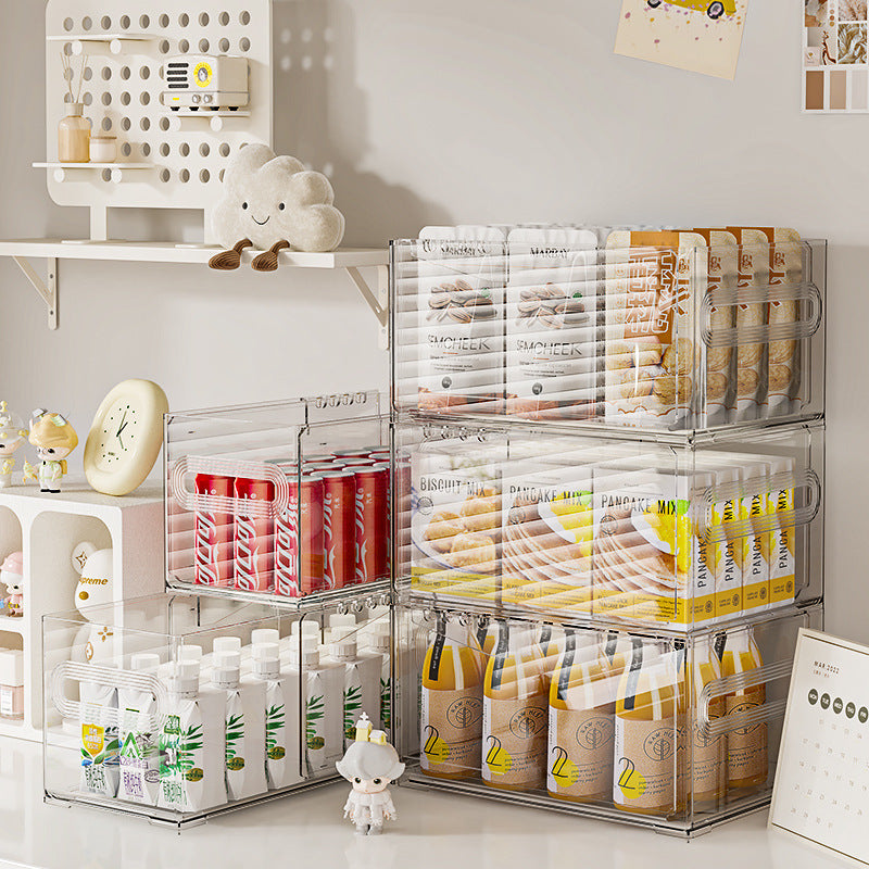 Desktop Storage Box Narrow Long Rectangular Acrylic Transparent Sundries Snack Drawer Divider Box Gap Storage Box