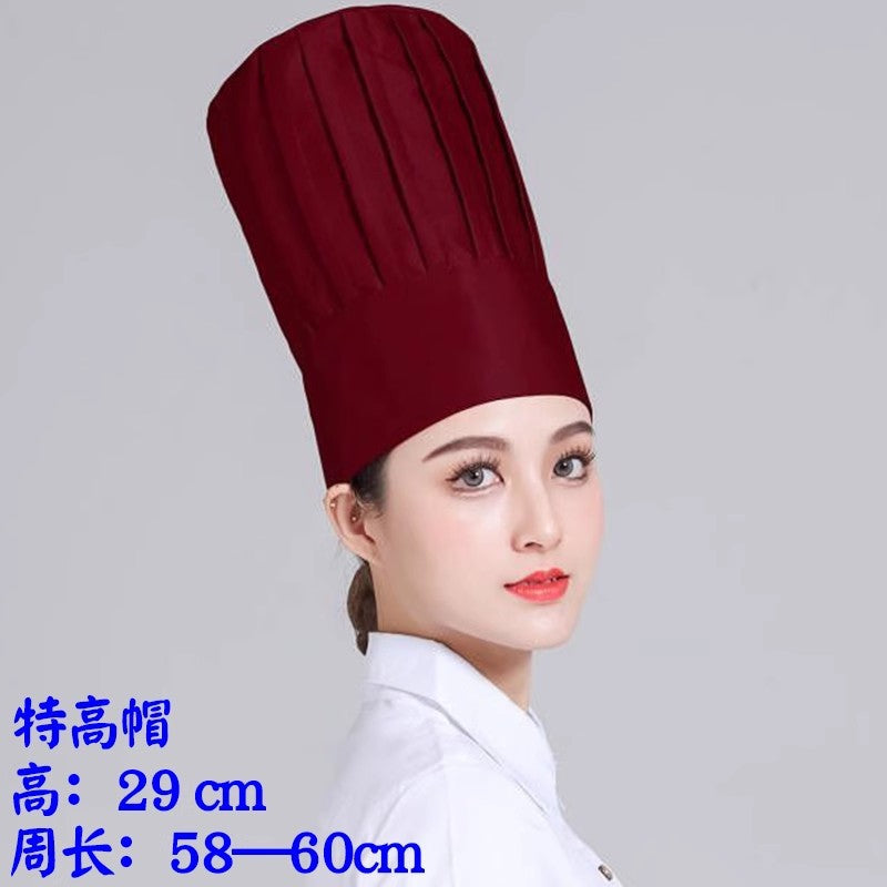 Extras High Chef Hat Men's Catering Work Hat White Mushroom Hat High Hat Special Oil Smoke-proof Cloth Hat for Hotel Kitchen