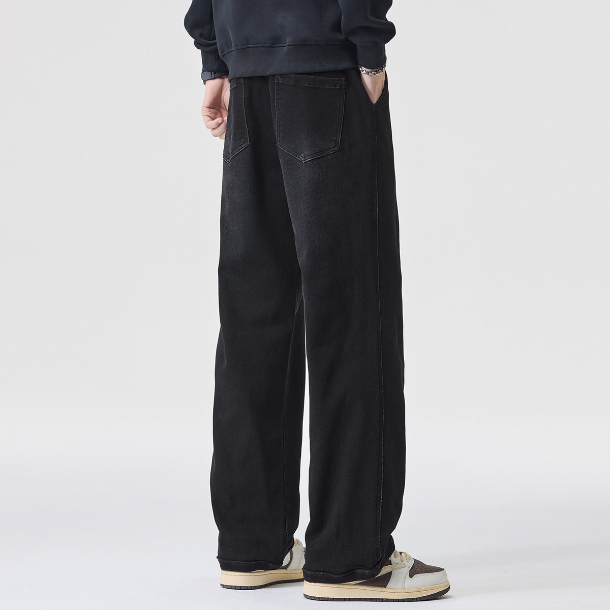 Plus Size Men's Autumn and Winter New Tall Extended Wide-Leg Jeans Men's Loose Versatile Casual Straight Pants