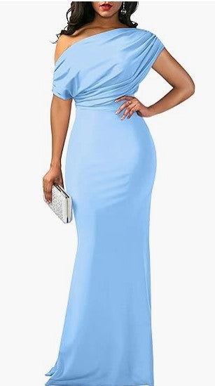 2024 Spring Women's Elegant Sleeveless Off-Shoulder Tight Long Formal Party Dress
