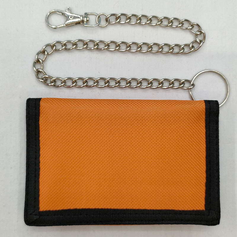 Folding anti-theft chain men's coin purse cross-border black three-fold small wallet zipper key chain card pocket