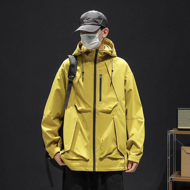 Plus Size Men's Loose Trendy Windproof Work Jacket for Spring and Autumn, Casual Oversized Jacket for Big and Tall Men