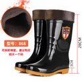 Black High-Top Rain Boots for Men, Tendon Sole, Non-Slip, Wear-Resistant Water Shoes, Mid-Top Overshoes, Construction Site Labor Warm Rain Boots, Waterproof Boots