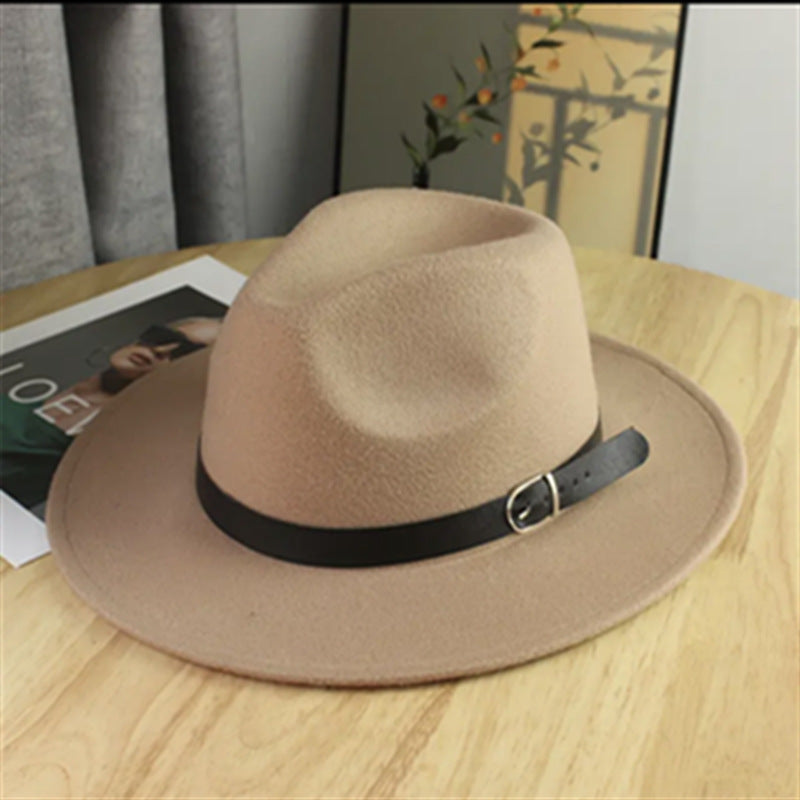 2026 New Style Western Cowboy Hat Ethnic Style Bull Logo Rolled Brim Vintage Riding Hat Large Brim Wool Felt Hat Trendy