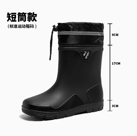 Cross-border Rain Boots Korean Fashionable All-match Men's Rain Boots Waterproof Non-slip Fishing Car Washing Work Rubber Shoes