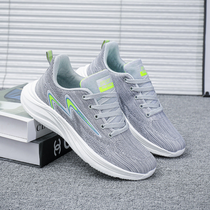 Flyknit Sneakers, Autumn Breathable Mesh Running Shoes, Cold-Adhesive Ready Stock Wholesale Men's Shoes, Street Casual Travel Shoes