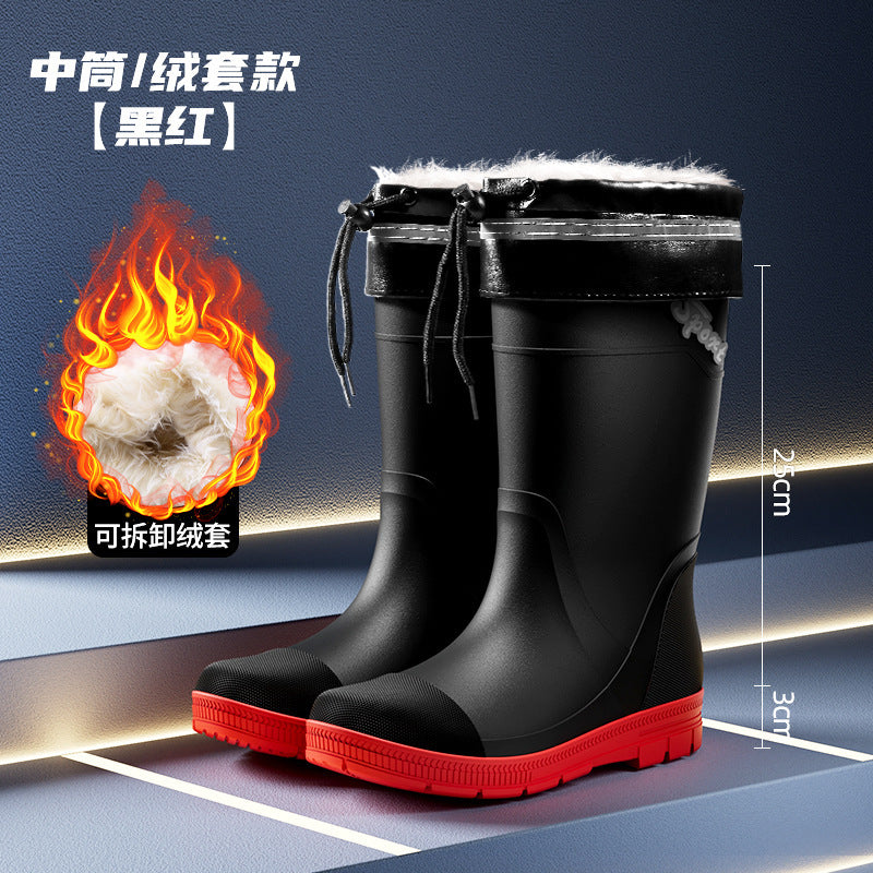 Rain boots wear men's high tube labor waterproof non-slip rubber shoes fishing water shoes high tube site wear-resistant long tube wholesale