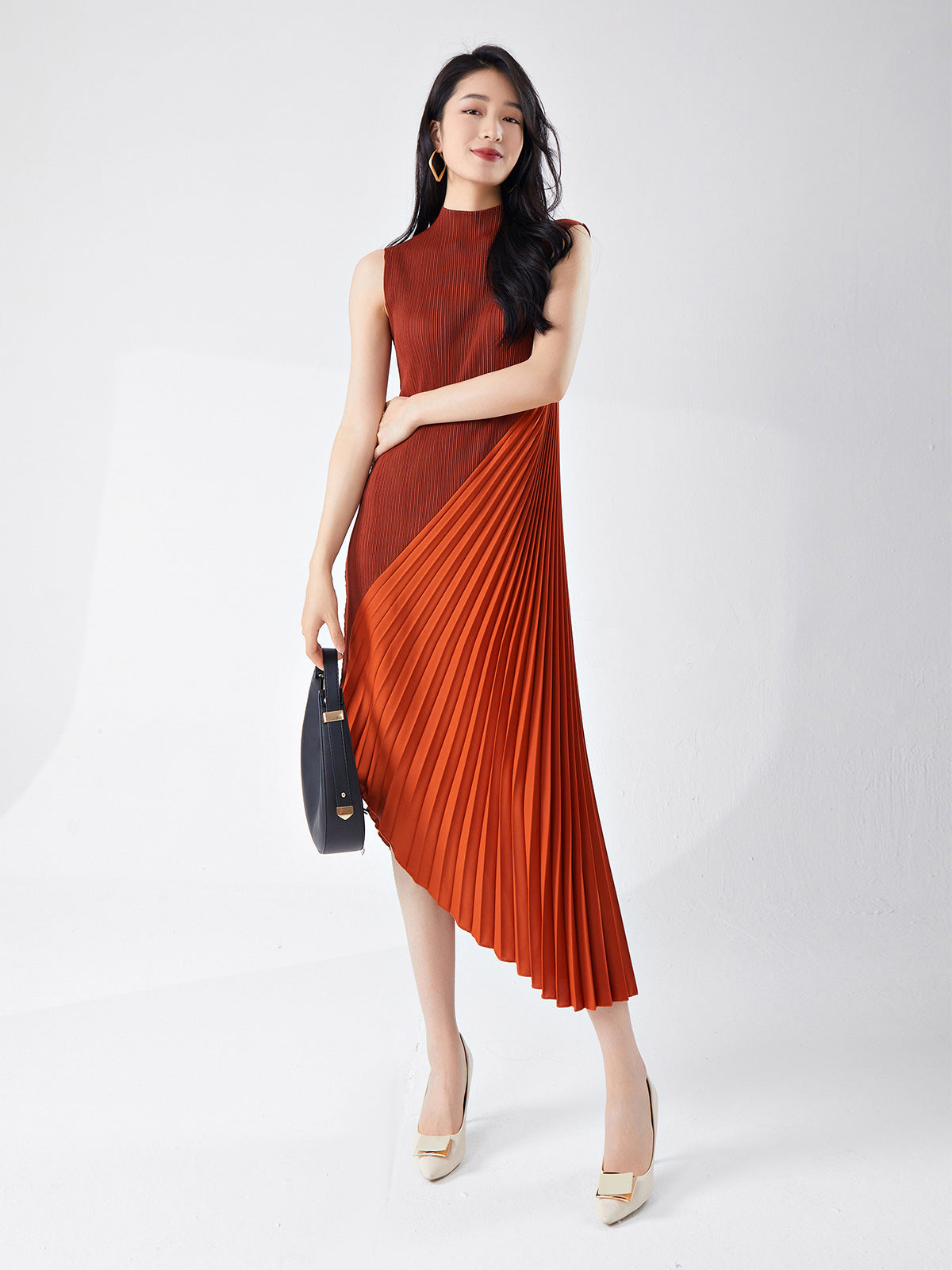 Pleated Skirt Work Clothing High-End Women's Summer New Style Asymmetrical Splicing Elegant Dress Skirt Dress Fashionable