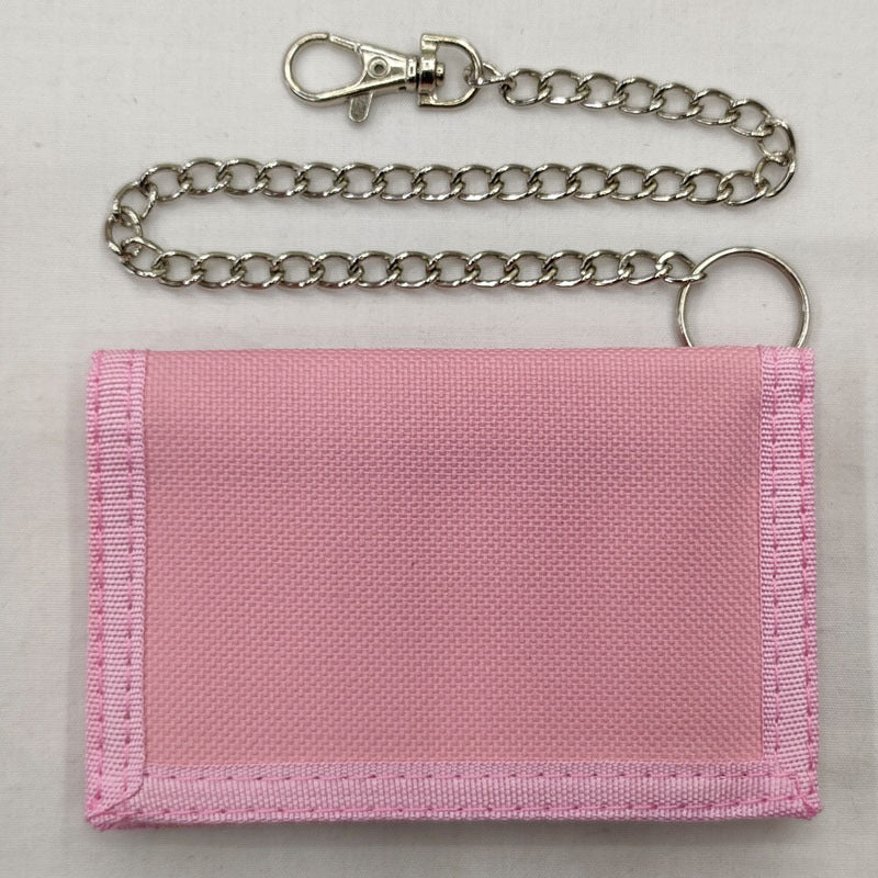 Folding anti-theft chain men's coin purse cross-border black three-fold small wallet zipper key chain card pocket