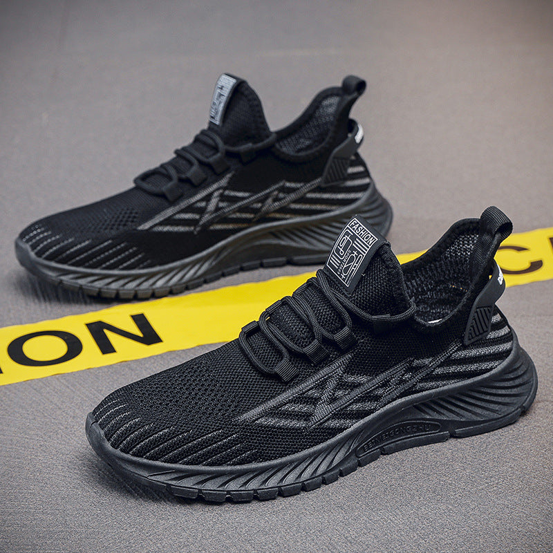 Flyknit Sneakers, Autumn Breathable Mesh Running Shoes, Cold-Adhesive Ready Stock Wholesale Men's Shoes, Street Casual Travel Shoes