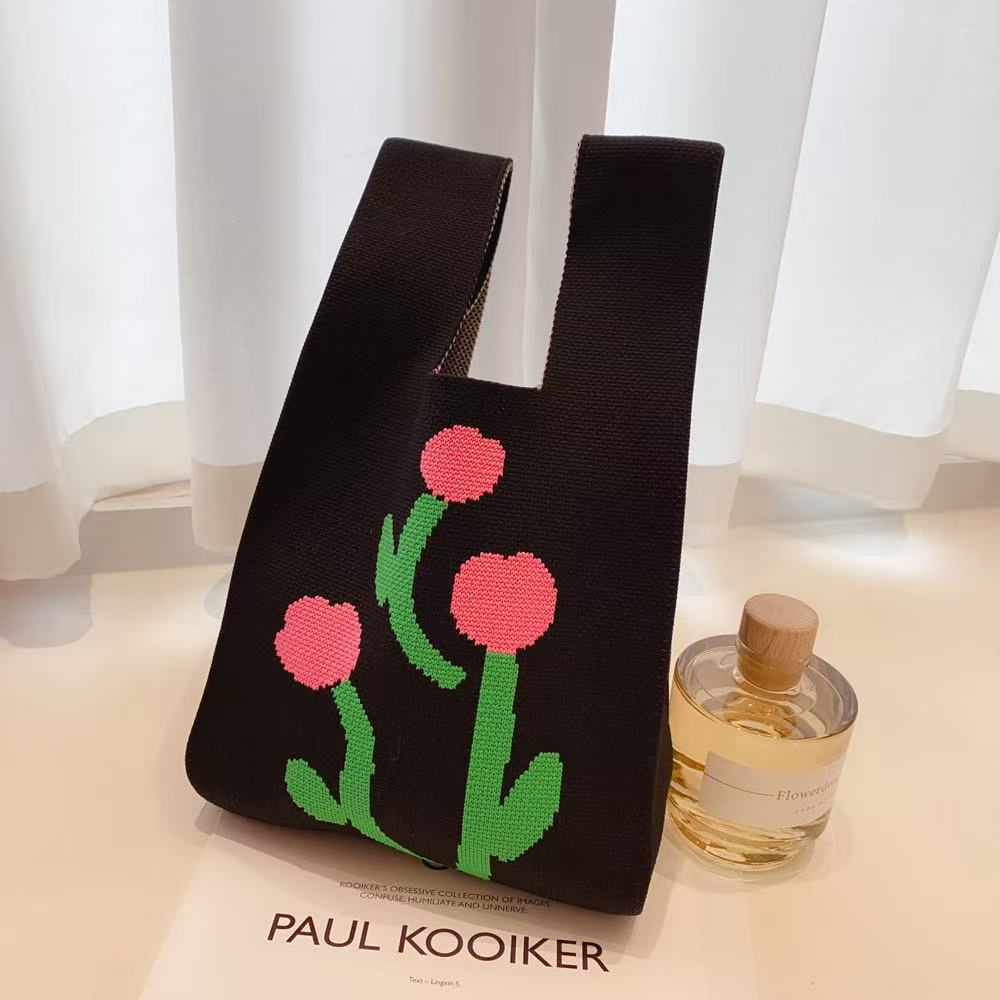 Souvenir Tote Bag, Large Capacity Small Bag for Women, Color-Blocked Knitted Tote Bag, Storage Bag, Versatile Handbag
