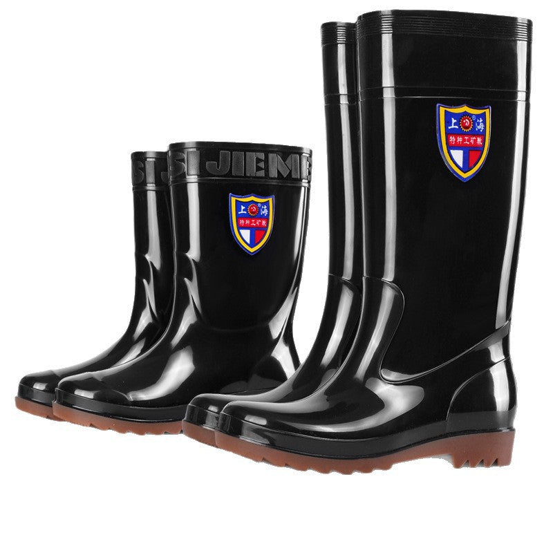 Spring and Autumn High-Tube Thickened Men's Rain Boots 38 High Labor Protection Rubber Shoes Non-Slip Cow Tendon Sole Rain Boots Mid-High Tube Water Boots Water Shoes