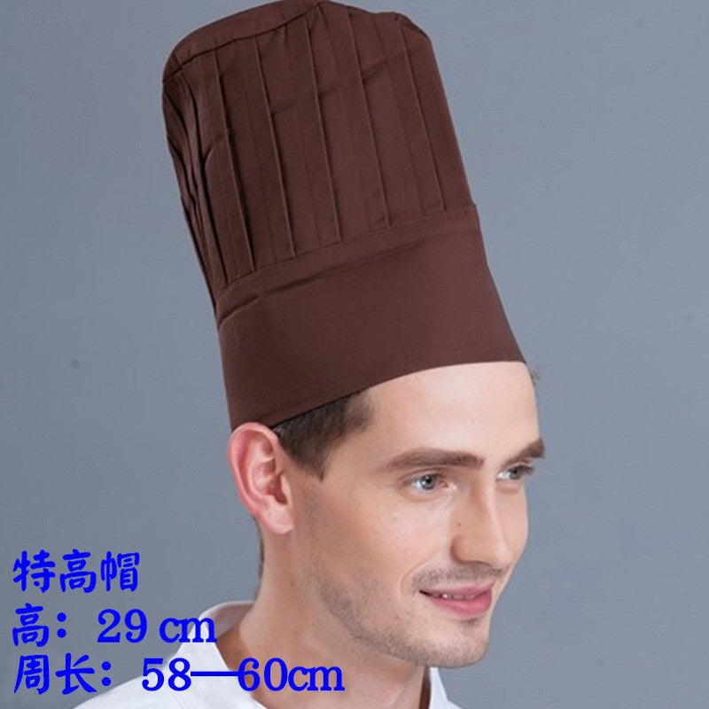 Extras High Chef Hat Men's Catering Work Hat White Mushroom Hat High Hat Special Oil Smoke-proof Cloth Hat for Hotel Kitchen