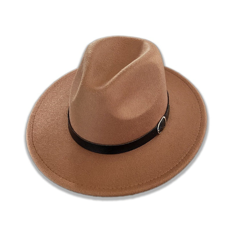 American Retro Western Knight Hat Men's Top Hat Spring and Autumn Jazz Hat Women's British Casual High-End Large-Brimmed Woolen Hat Women's