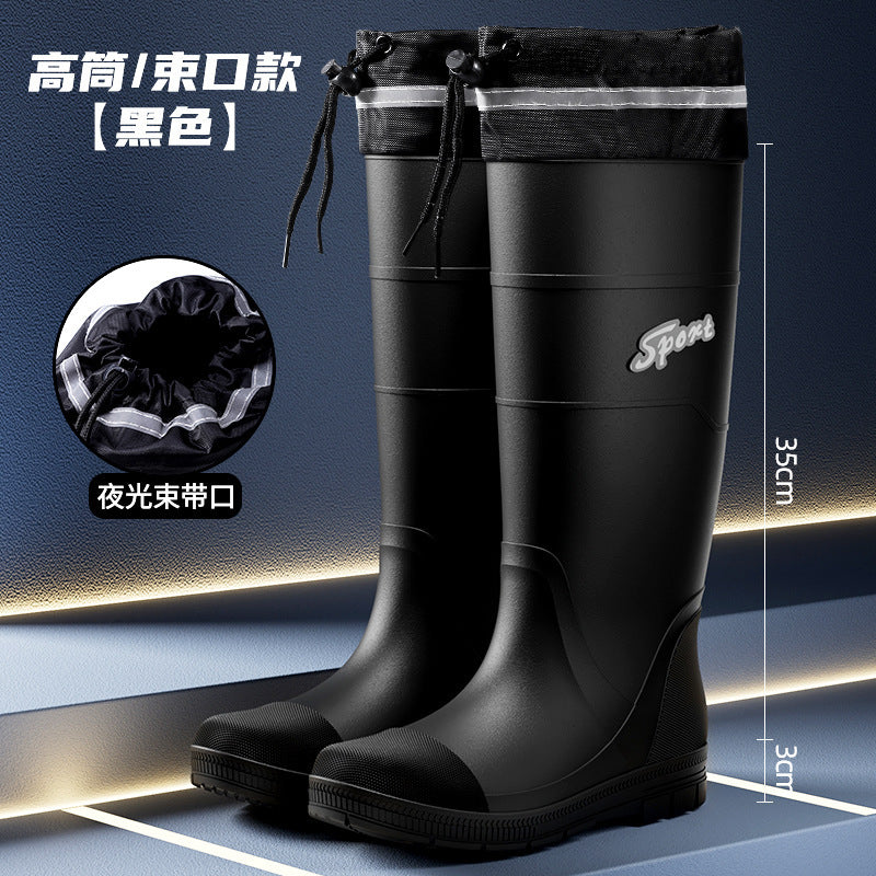 Rain boots wear men's high tube labor waterproof non-slip rubber shoes fishing water shoes high tube site wear-resistant long tube wholesale
