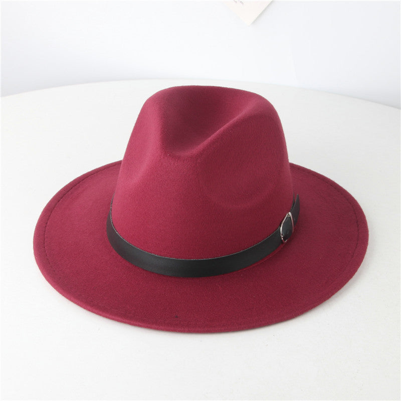 American Retro Western Knight Hat Men's Top Hat Spring and Autumn Jazz Hat Women's British Casual High-End Large-Brimmed Woolen Hat Women's