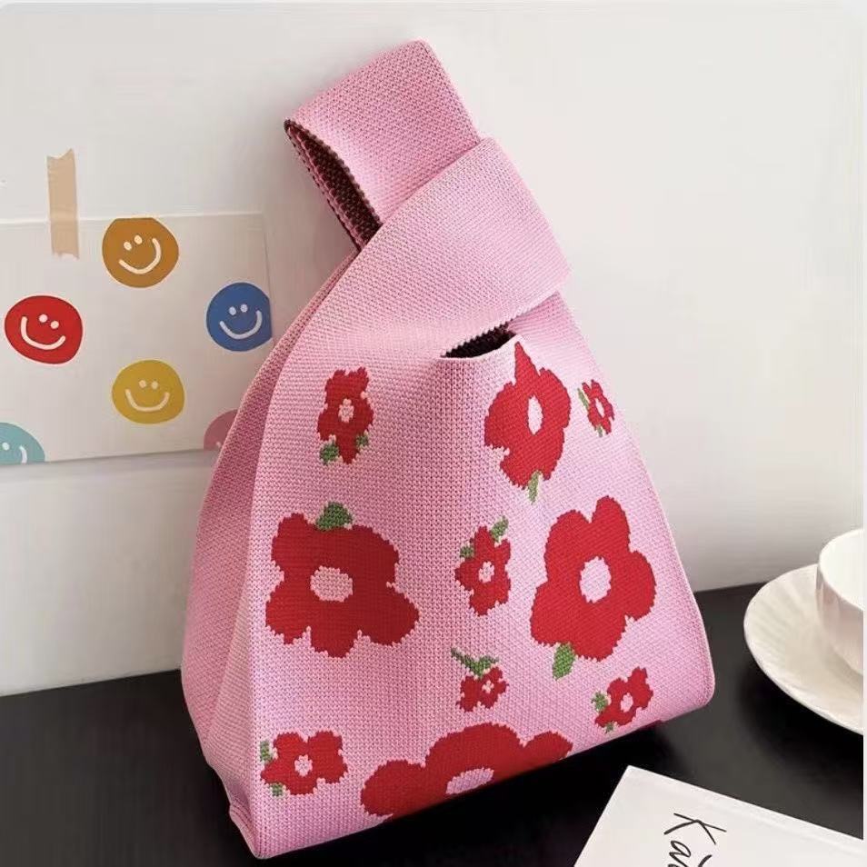 Souvenir Tote Bag, Large Capacity Small Bag for Women, Color-Blocked Knitted Tote Bag, Storage Bag, Versatile Handbag