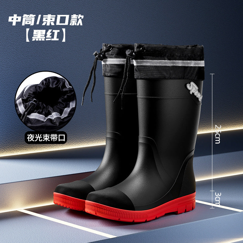 Rain boots wear men's high tube labor waterproof non-slip rubber shoes fishing water shoes high tube site wear-resistant long tube wholesale