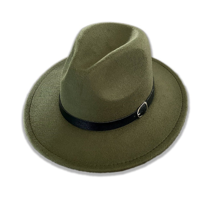 American Retro Western Knight Hat Men's Top Hat Spring and Autumn Jazz Hat Women's British Casual High-End Large-Brimmed Woolen Hat Women's