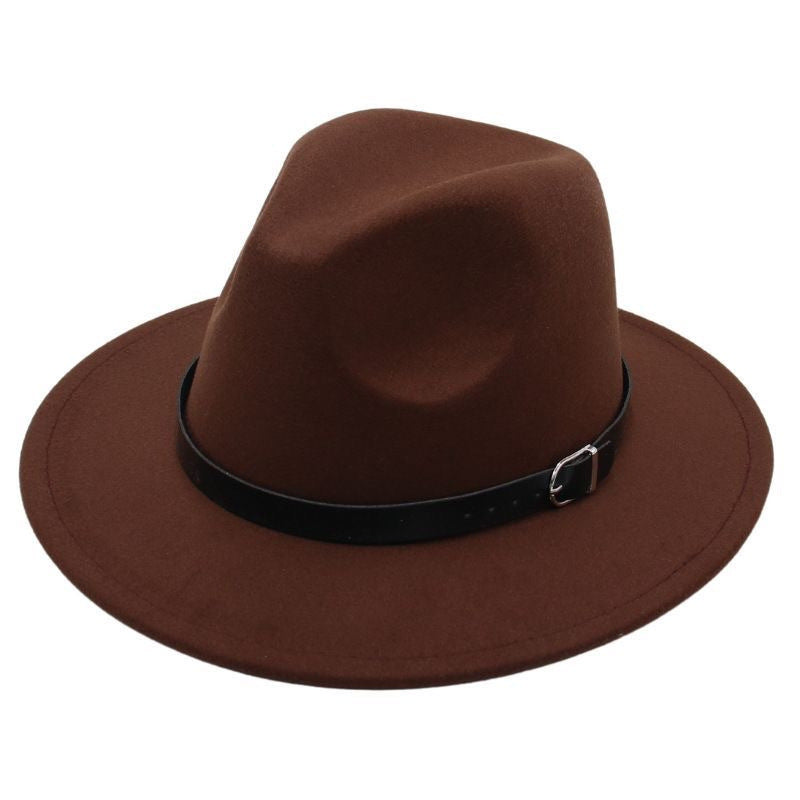 American Retro Western Knight Hat Men's Top Hat Spring and Autumn Jazz Hat Women's British Casual High-End Large-Brimmed Woolen Hat Women's