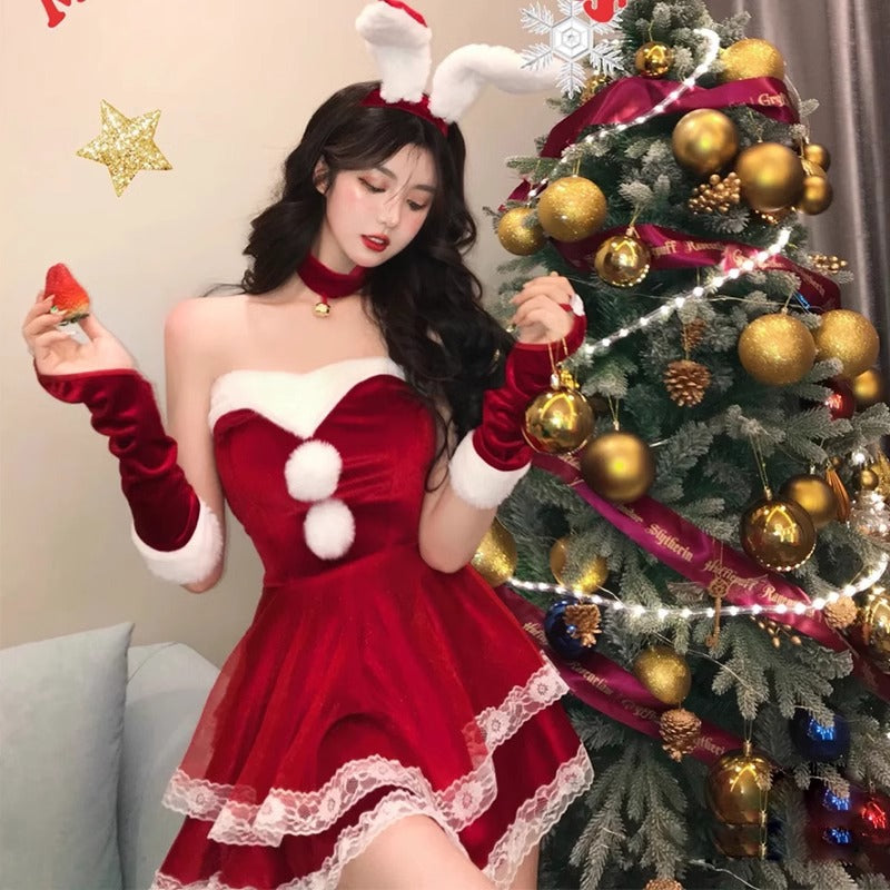 Christmas Theme Bunny Cos Uniform Night Performance Costume Sexy Pure Halloween Bunny cosplay