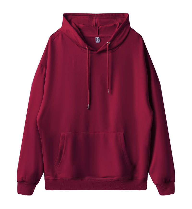 American fashion brand 260g pullover casual loose hooded sweater dopamine solid color heavy shoulder hoodie in spring and autumn