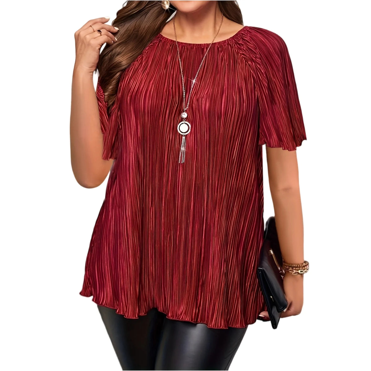 Plus size T-Shirts for women solid color round neck short sleeve loose large size top summer dressy casual blouses tops